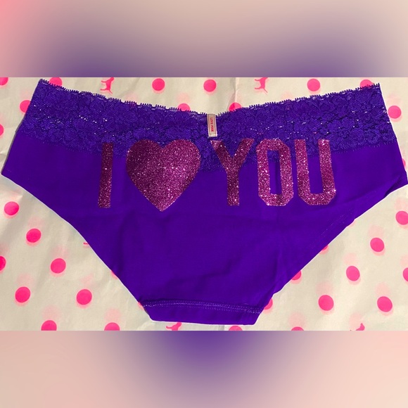 New RARE Vintage Victoria's Secret PINK lace cotton hipster Panty bling PINK Y2K - Picture 1 of 6